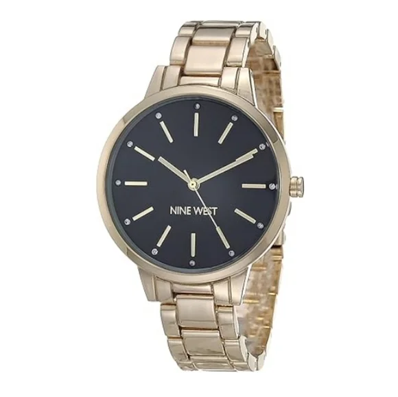 Women\'s Crystal Accented Bracelet Watch Black /Gold Facet Radiant Cut Octagonal Crystal Women main image 4